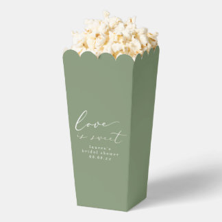 Sage Green Love is Sweet Bridal Shower Popcorn Favor Boxes