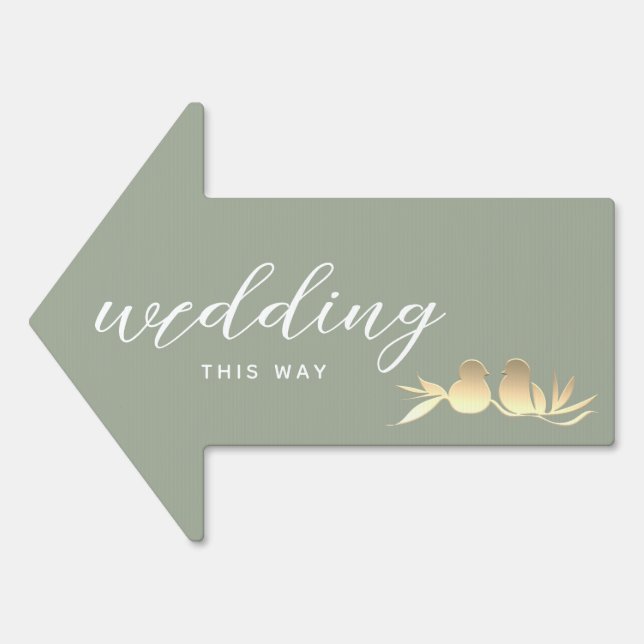 Sage Green Lovebirds Wedding Arrow  Sign (Front)