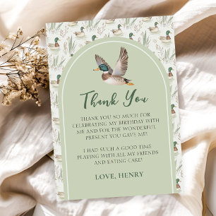 Sage Green Lucky Duck Boy Birthday Thank You Card