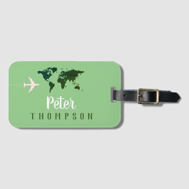 sage green luggage tag (Front Horizontal)