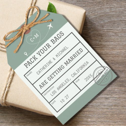Sage Green Luggage Tag Save The Date
