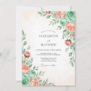 Sage Green Lush Succulent Wedding Invitation