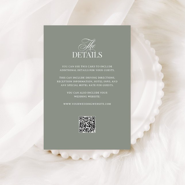 Sage Green Luxe | QR Code Wedding Guest Details Enclosure Card (Creator Uploaded)