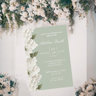 Sage Green Luxury Floral Elegant Bridal Shower Invitation