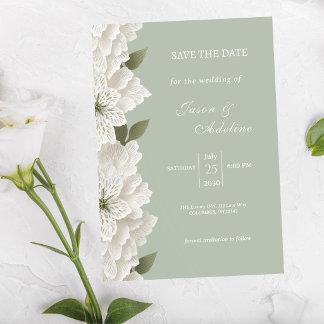 Sage Green Luxury Floral Wedding Save the Date