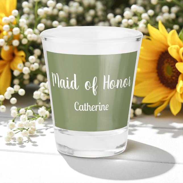 Sage Green Maid of Honor Bridesmaid Shot Glass (Creator Uploaded)