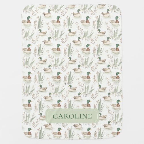 Sage Green Mallard Duck Baby Blanket