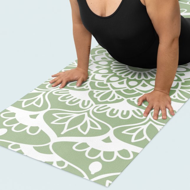 Sage Green Mandala Art Yoga Mat (Creator Uploaded)