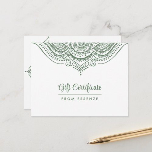 Sage_Green Mandala Gift Certificate Design Postcard