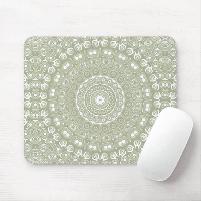 Sage Green Mandala Pattern Mouse Pad (With Mouse)