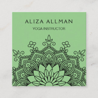 Sage Green Mandala Yoga Instructor Square Business Card