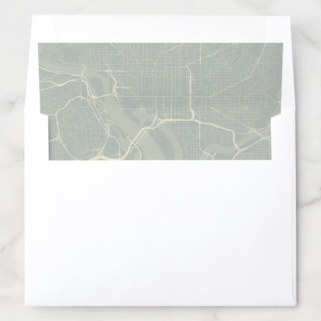 Sage Green Map Washington DC Wedding Envelope Liner (In Envelope)