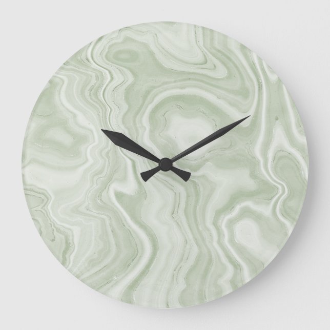 Sage Green Marble Acrylic Wall Clock (Front)