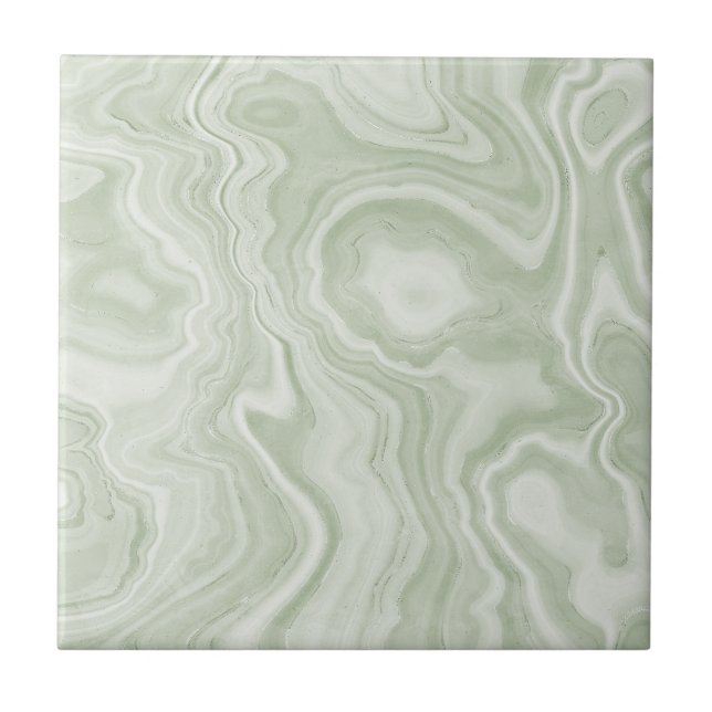 Sage Green Marble Ceramic Tile (Front)