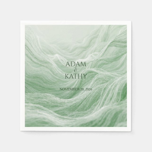 Sage Green Marble & Gold Napkins (Front)