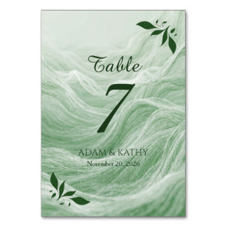 Sage Green Marble & Gold Table Number
