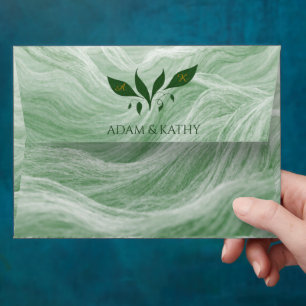 Sage Green Marble & Gold Wedding Envelope