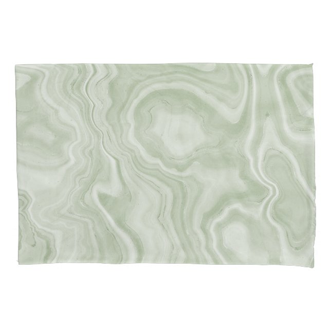 Sage Green Marble Pillow Case (Front)