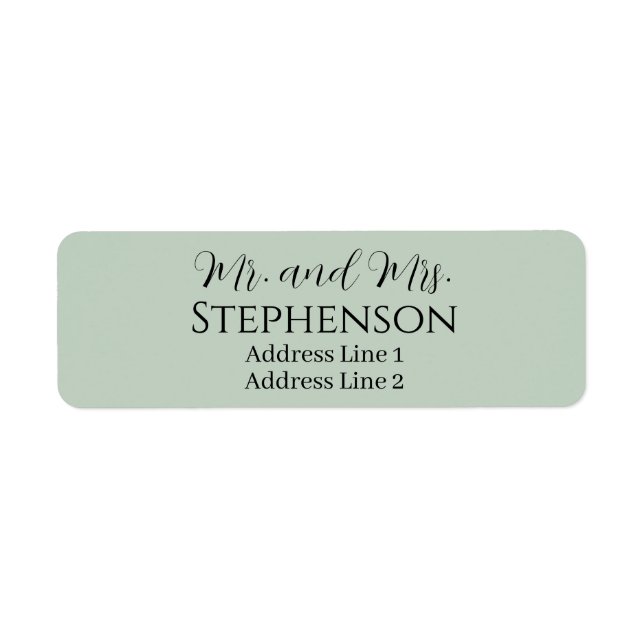 Sage Green Married Couple Return Address Labels (Front)
