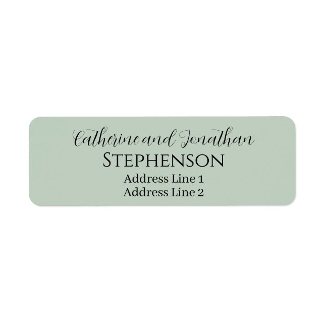 Sage Green Married Couple Return Address Labels (Front)