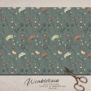 Sage Green Meadow Blooms Timeless Floral Tissue Paper