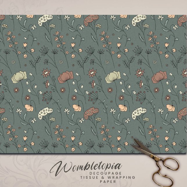 Sage Green Meadow Blooms Timeless Floral  Tissue Paper (Creator Uploaded)