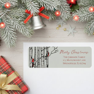 Sage Green Merry Christmas Cardinal Return Address Label