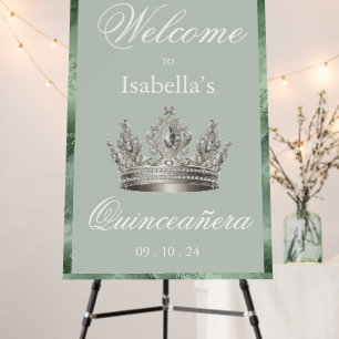 Sage Green Metallic Frame Tiara Crown Quinceañera Foam Board