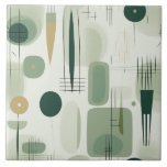 Sage Green Mid Century Modern Abstract Ceramic Tile