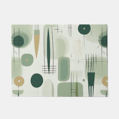Sage Green Mid Century Modern Abstract Doormat