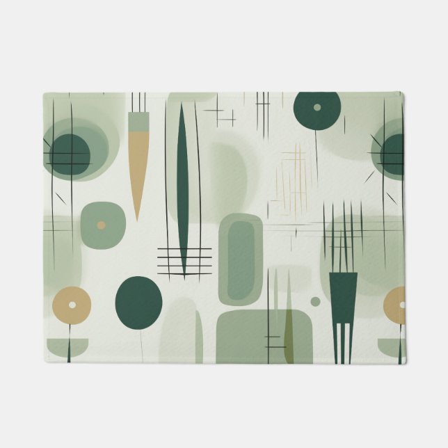 Sage Green Mid Century Modern Abstract Doormat (Front)