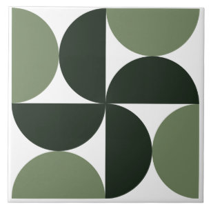 Sage Green Mid Century Modern Pattern Ceramic Tile