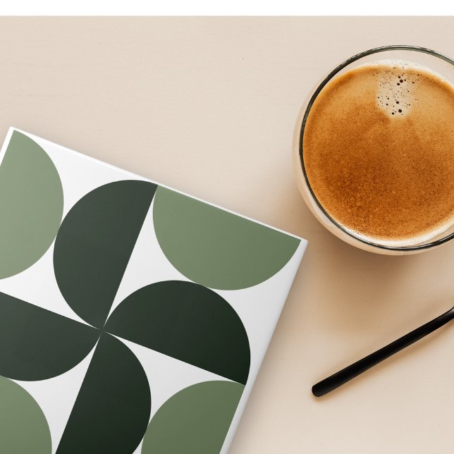 Sage Green Mid Century Modern Pattern Ceramic Tile (Creator Uploaded)