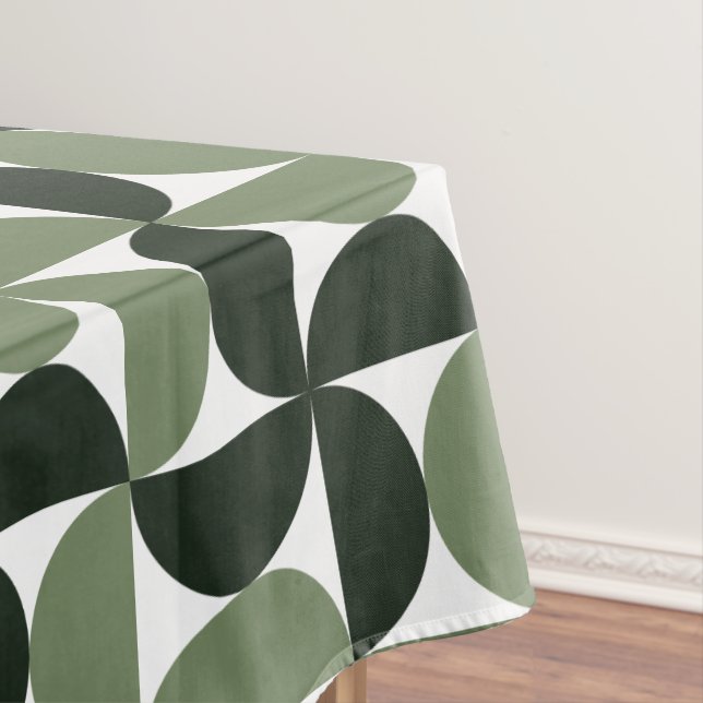 Sage Green Mid Century Modern Pattern Tablecloth (In Situ)
