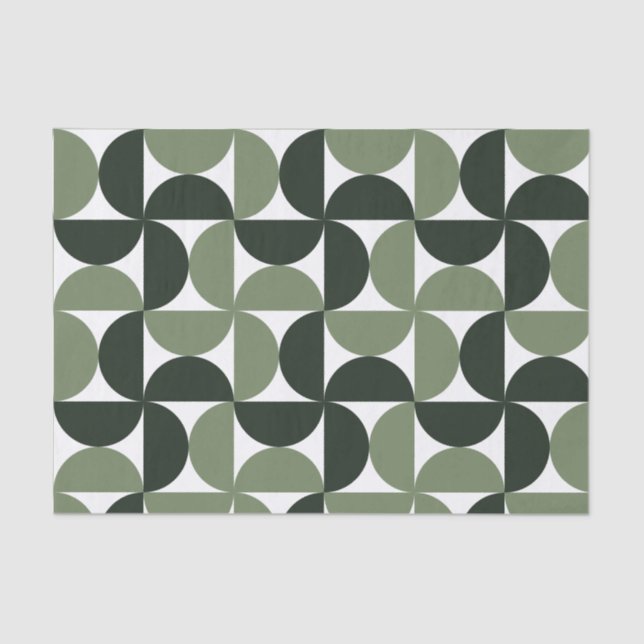 Sage Green Mid Century Modern Pattern Tissue Paper (Front)