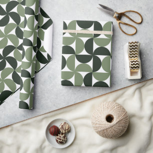 Sage Green Mid Century Modern Pattern Wrapping Paper