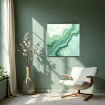 Sage Green Mineral Vein Abstract - Organic Modern