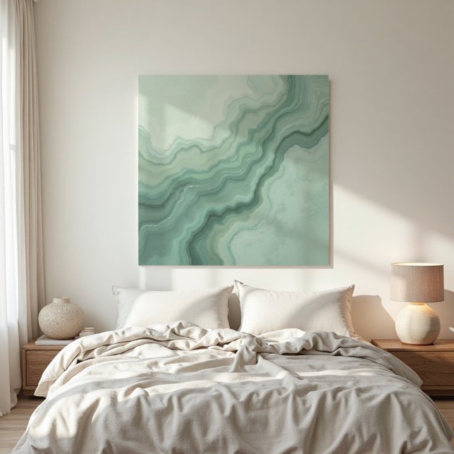Sage Green Mineral Vein Abstract - Organic Modern Gallery Wrap (Gallery Wrap Art. Organic elegance and textural beauty for your home.)