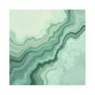 Sage Green Mineral Vein Abstract - Organic Modern Metal Print