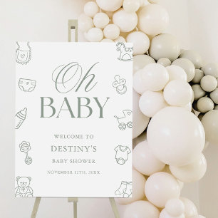 Sage Green Minimal Baby Shower Welcome Sign