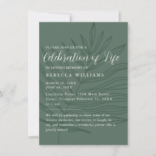 Sage Green Minimal Celebration of Life  Invitation