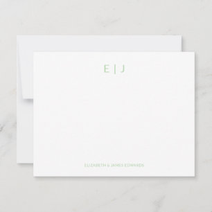 Sage Green Minimal Couple Initials Personalized Note Card