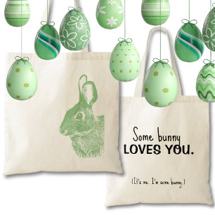 Sage Green Minimal Double-Sided Bunny Easter Tote Bag