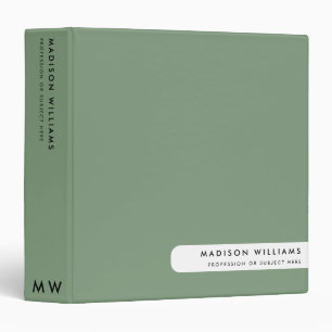 Sage Green Minimal Modern Custom Name Employee 3 Ring Binder