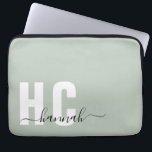 Sage Green Minimal Modern Initial Monogram Laptop Sleeve<br><div class="desc">This trendy sage green laptop sleeve features a modern minimal design. Make this personalized sleeve your own by adding your custom name and monogram. This sleeve also makes a great gift for someone special from your daughter to your mother, she's sure to love it. Change the colors by clicking on...</div>