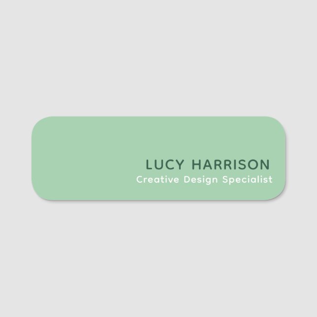 Sage Green Minimal Modern Professional Identity Name Tag (Front)