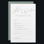 Sage green minimal modern wedding advice & wishes<br><div class="desc">These advice & wishes cards are sweet keepsakes for the bride and couple,  feature stylish modern script and text in sage green and white,  simple and clean. Great activity for bridal shower,  and wedding parties. 
See all the bridal shower games in collection.</div>