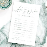 Sage green minimal modern wedding advice & wishes<br><div class="desc">These advice & wishes cards are sweet keepsakes for the bride and couple,  feature stylish modern script and text in sage green and white,  simple and clean. Great activity for bridal shower,  and wedding parties. 
See all the bridal shower games in collection.</div>