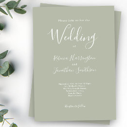 Sage Green Minimal Modern Wedding Invitation