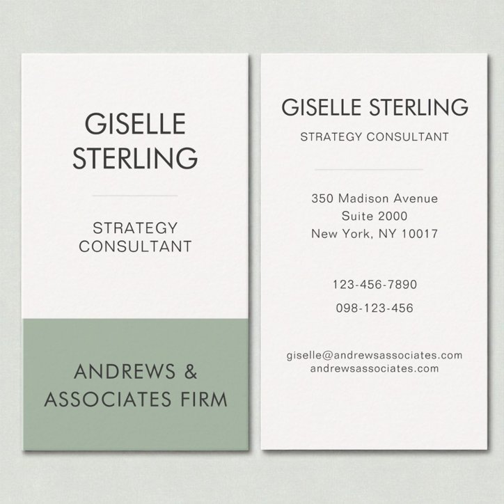Sage Green Minimal Professional Corporate Modern Business Card
